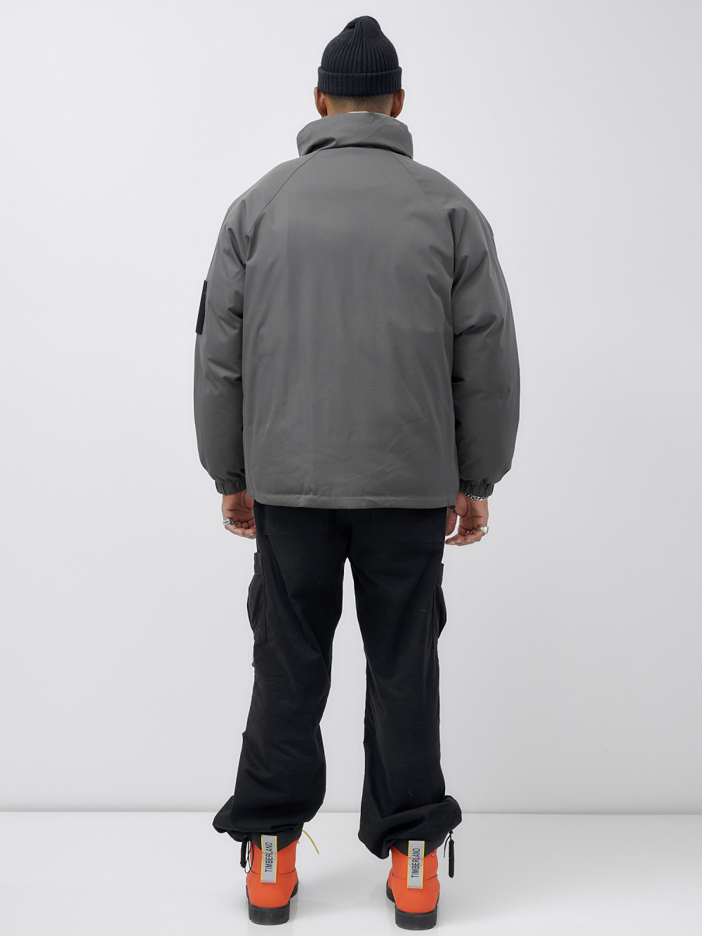 Куртка двухсторонняя мужская молодежная зимняя серого цвета 25308Sr