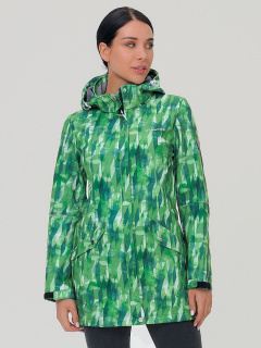Парка женская осенняя весенняя softshell зеленого цвета 19221Z