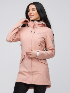 Парка женская осенняя весенняя softshell персикового цвета 2026P
