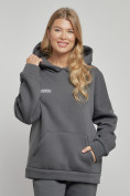 Оптом Спортивный костюм женский трикотажный с начесом серого цвета 12012Sr, фото 8