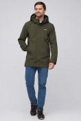 Оптом Парка мужская осенняя весенняя softshell цвета хаки 2010Kh, фото 2