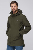 Оптом Парка мужская осенняя весенняя softshell цвета хаки 2010Kh, фото 3