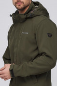 Оптом Парка мужская осенняя весенняя softshell цвета хаки 2010Kh, фото 4