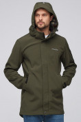 Оптом Парка мужская осенняя весенняя softshell цвета хаки 2010Kh, фото 5