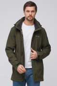 Оптом Парка мужская осенняя весенняя softshell цвета хаки 2010Kh, фото 7