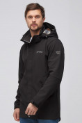 Оптом Парка мужская осенняя весенняя softshell черного цвета 2010Ch