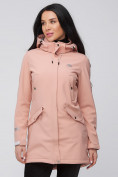 Оптом Парка женская осенняя весенняя softshell персикового цвета 2026P, фото 7