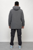 Оптом Парка косуха мужская с капюшоном демисезонная серого цвета 3329Sr, фото 4