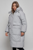 Оптом Пальто утепленное молодежное зимнее женское серого цвета 52391Sr, фото 10