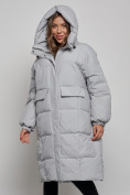 Оптом Пальто утепленное молодежное зимнее женское серого цвета 52391Sr, фото 6