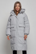 Оптом Пальто утепленное молодежное зимнее женское серого цвета 52391Sr, фото 8