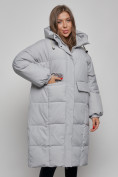 Оптом Пальто утепленное молодежное зимнее женское серого цвета 52391Sr, фото 9