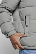 Оптом Куртка спортивная мужская зимняя с капюшоном серого цвета 8362Sr, фото 13
