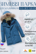 Оптом Куртка парка зимняя детская подростковая для мальчика с капюшоном и мехом синего цвета 9443S